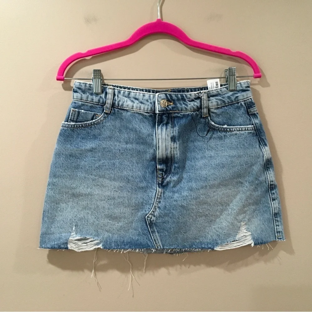 Zara Women Small Mini Skirt Denim Blue 6164/223 90s Y2K Vintage Look Beach